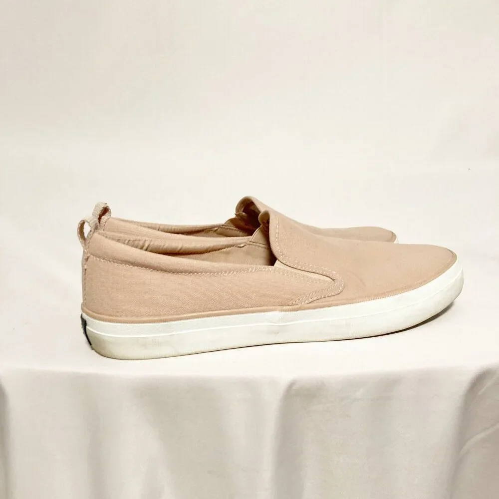 Sperry Twin Crest Sneaker Size 10 Slip-On Cork Insole Rose Canvas Seacycled